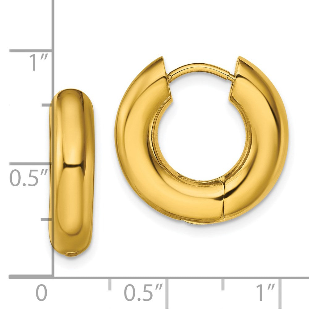 Stainless Steel Polished Yellow IP-plated 5mm Hinged Hoop Earrings