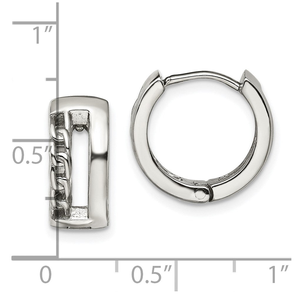 Stainless Steel Polished 6.5mm Huggie Hinged Hoop Earrings