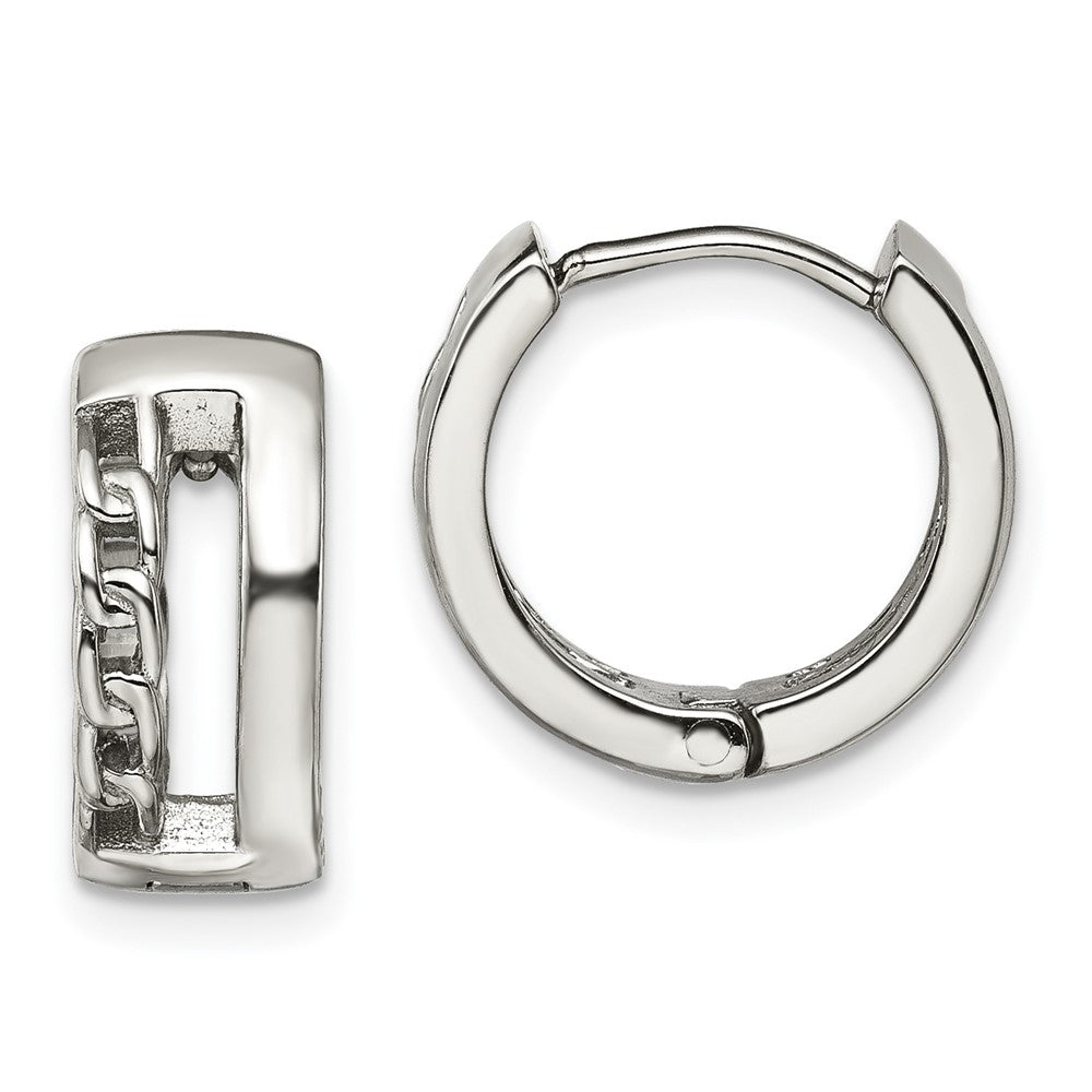 Stainless Steel Polished 6.5mm Huggie Hinged Hoop Earrings