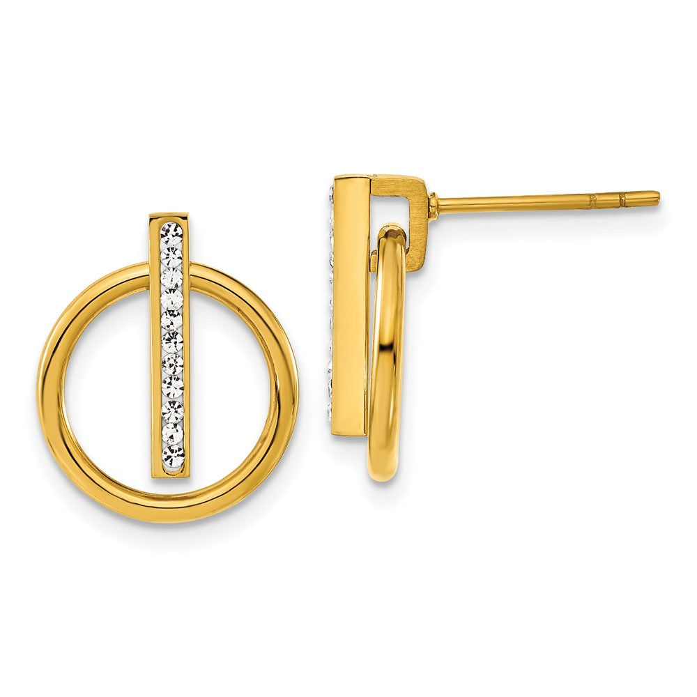 Stainless Steel Polished Yellow IP Preciosa Crystal Post Dangle Earrings