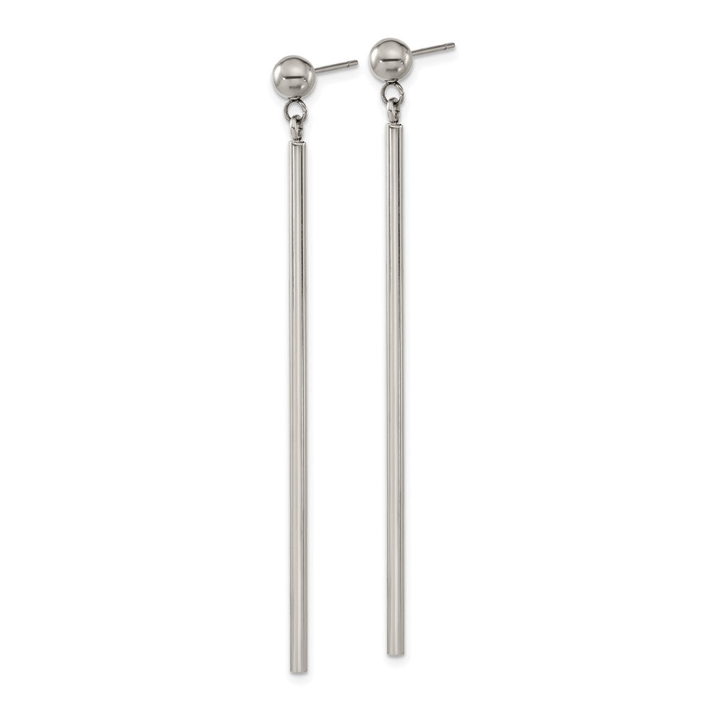 Stainless Steel Polished Bar Post Dangle Earrings