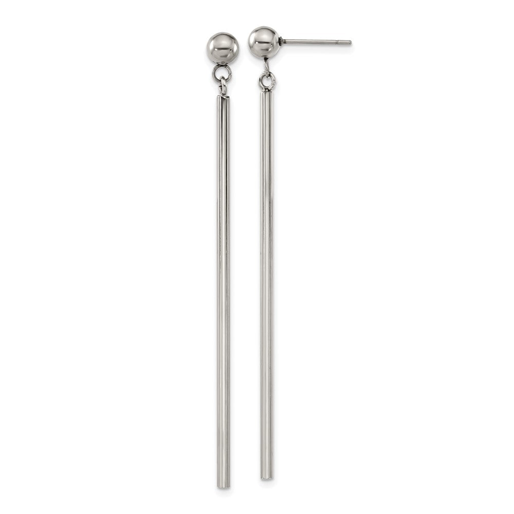 Stainless Steel Polished Bar Post Dangle Earrings