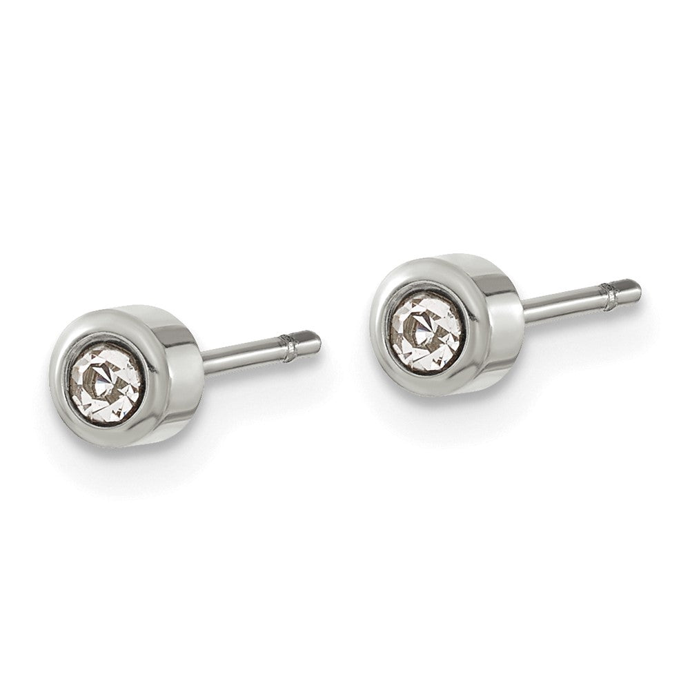 Stainless Steel Polished Crystal Earrings