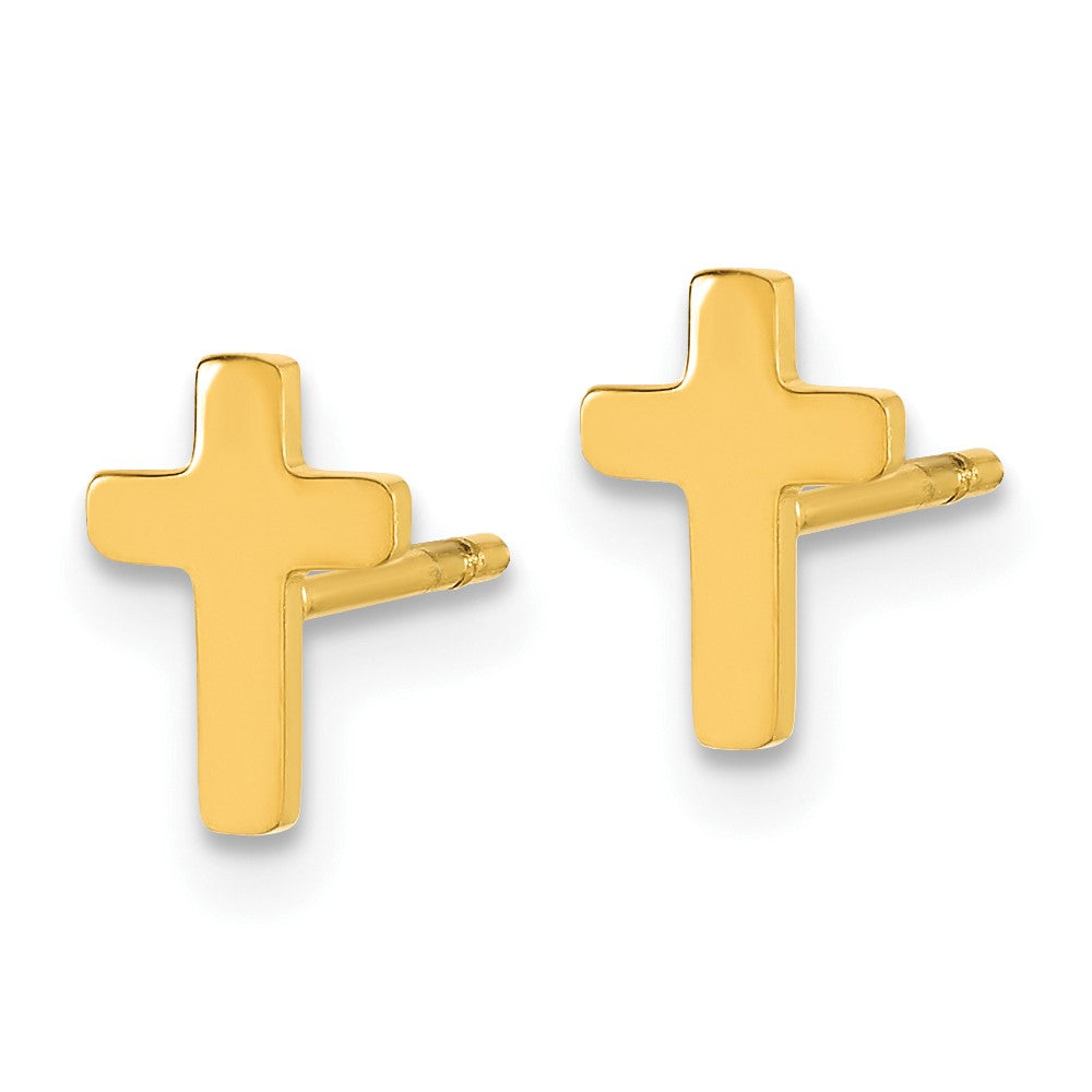Stainless Steel Polished Yellow IP-plated Cross Earrings