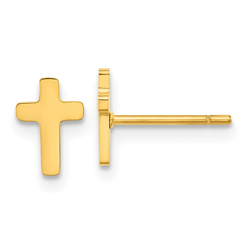 Stainless Steel Polished Yellow IP-plated Cross Earrings