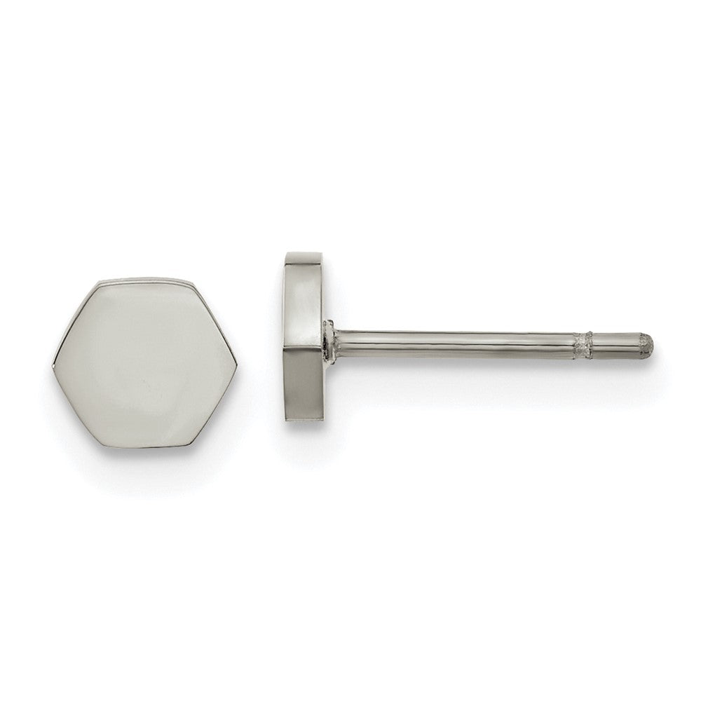 Stainless Steel Polished Hexagon Earrings