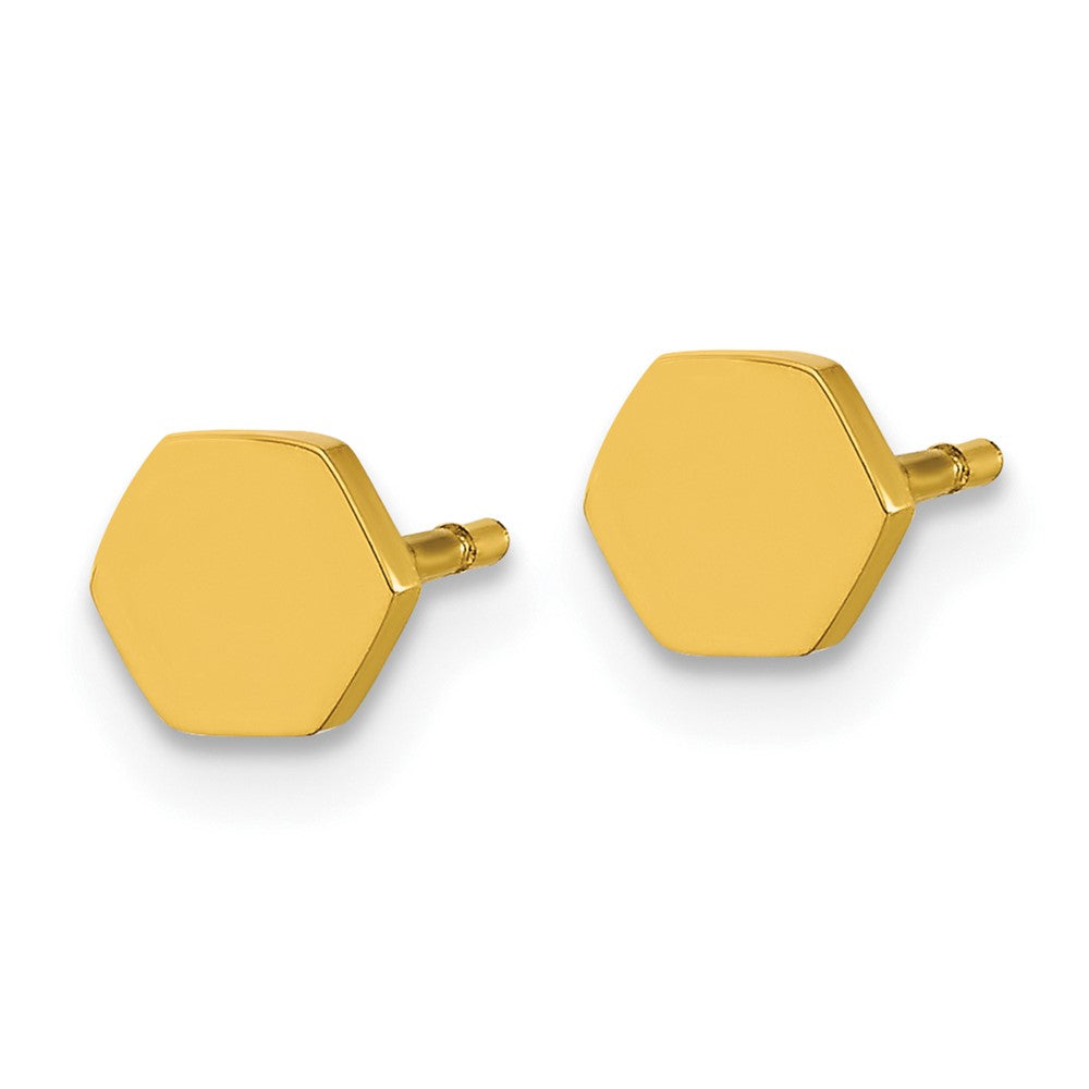 Stainless Steel Polished Yellow IP-plated Hexagon Earrings