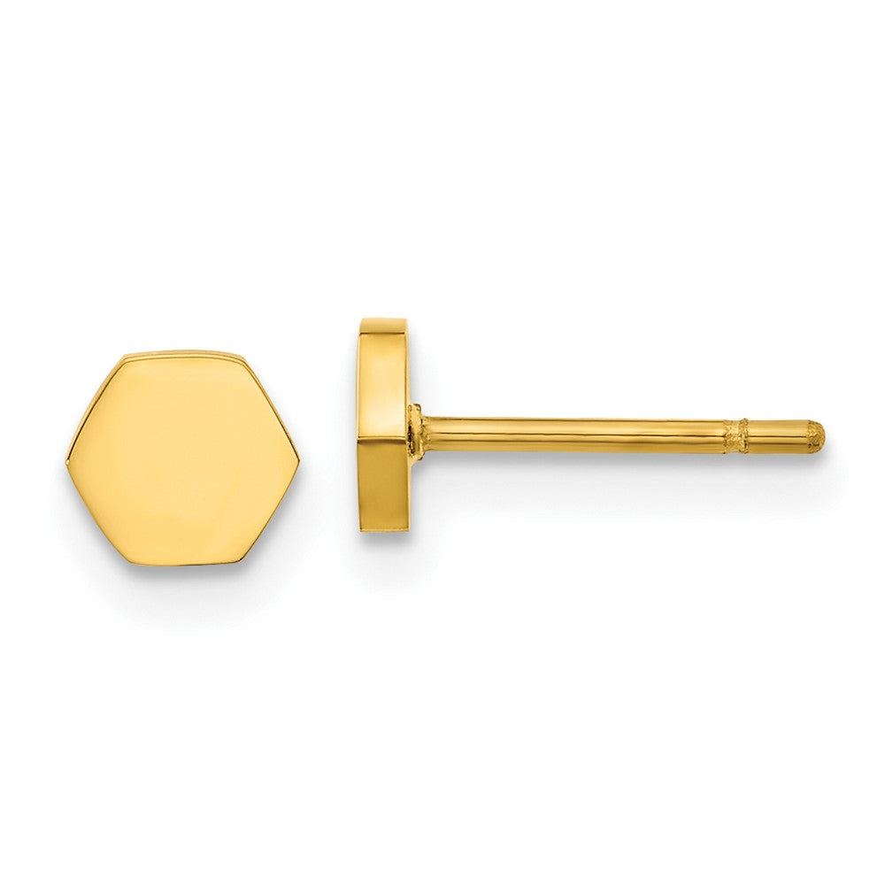 Stainless Steel Polished Yellow IP-plated Hexagon Earrings