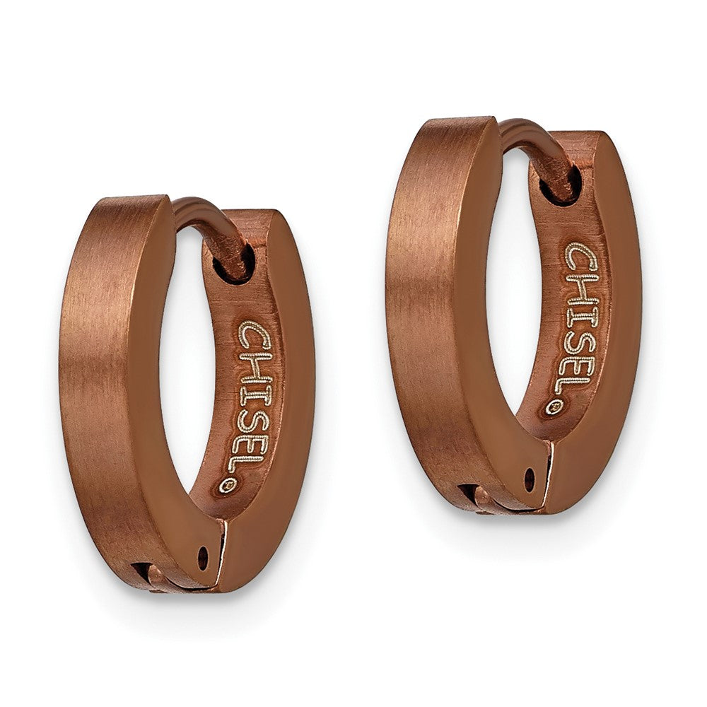 Stainless Steel Brushed Brown IP-plated 2mm Hinged Hoop Earrings