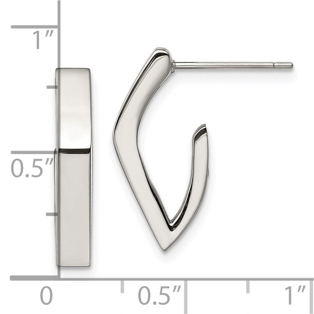 Stainless Steel Polished J Post Earrings
