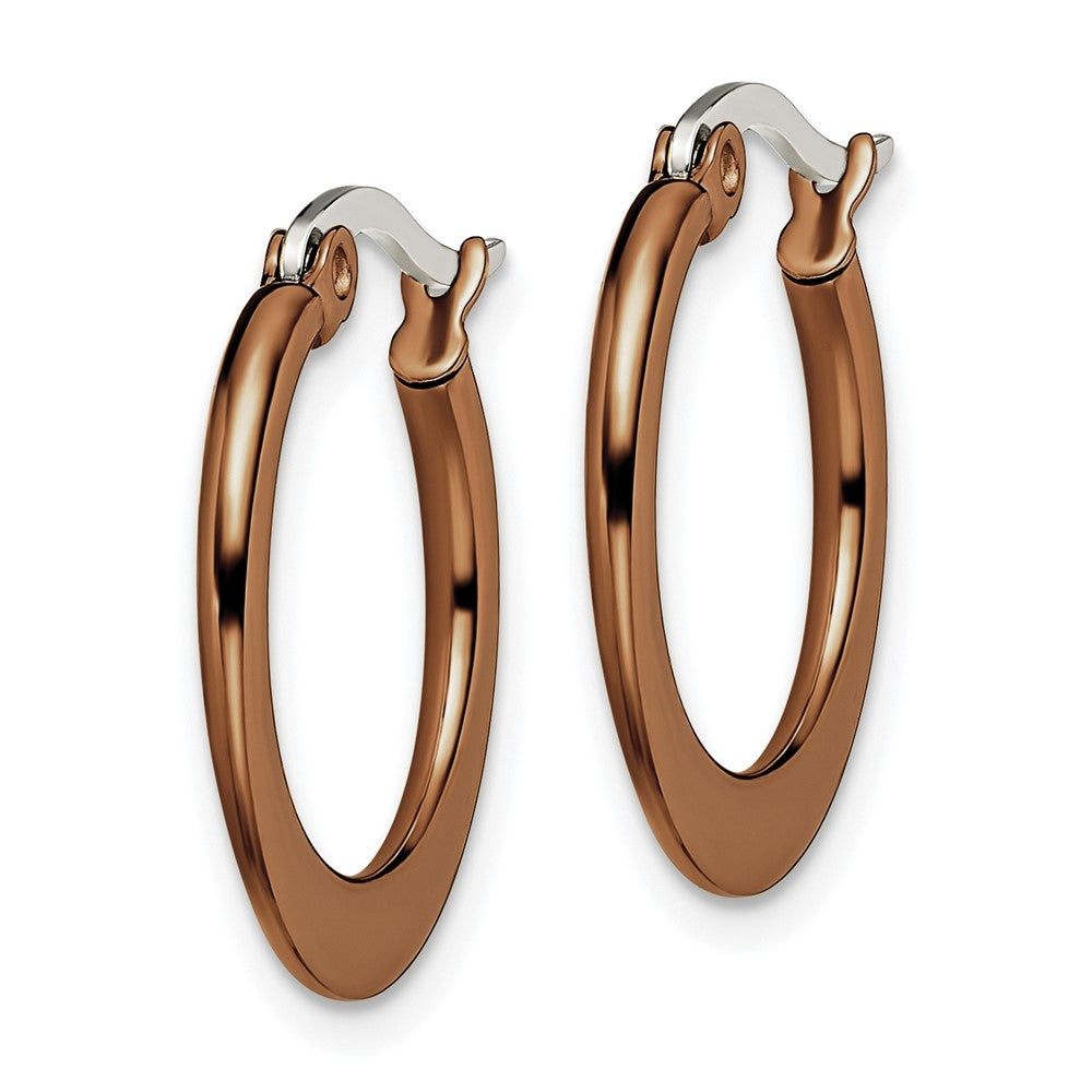 Stainless Steel Polished Brown IP-plated 19mm Diameter Hoop Earrings