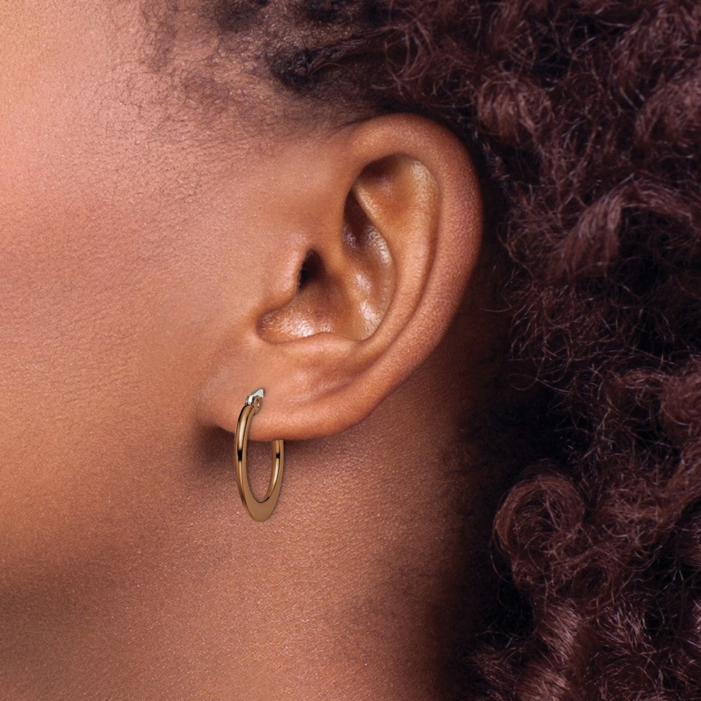 Stainless Steel Polished Brown IP-plated 19mm Diameter Hoop Earrings