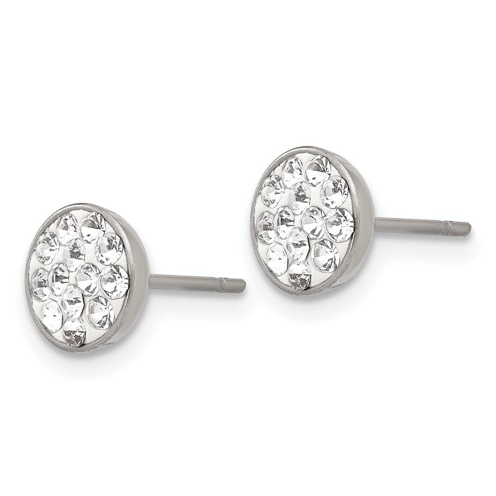 Stainless Steel Polished Clear Crystal Post Earrings