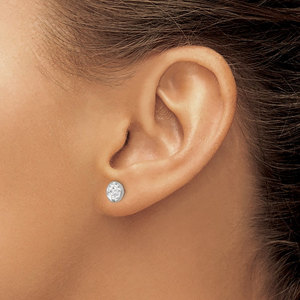 Stainless Steel Polished Clear Crystal Post Earrings