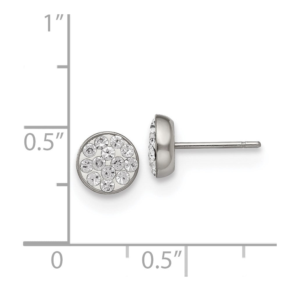 Stainless Steel Polished Clear Crystal Post Earrings