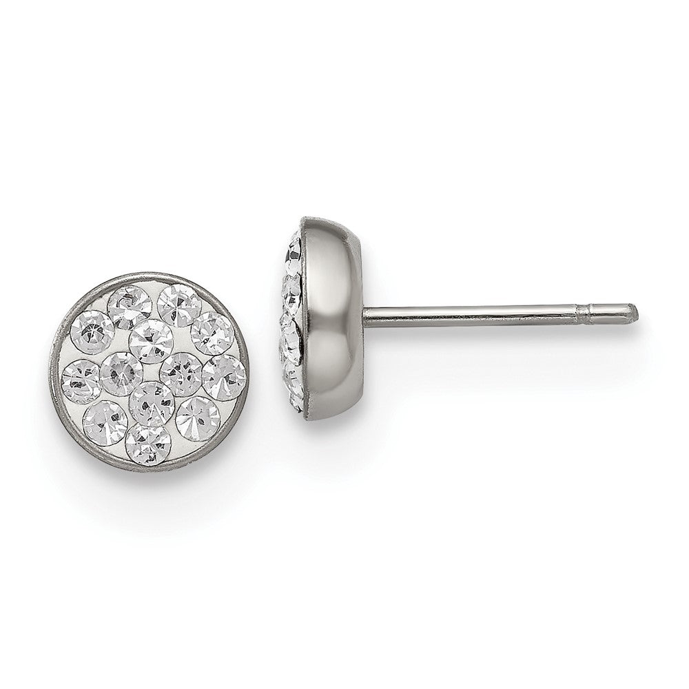 Stainless Steel Polished Clear Crystal Post Earrings