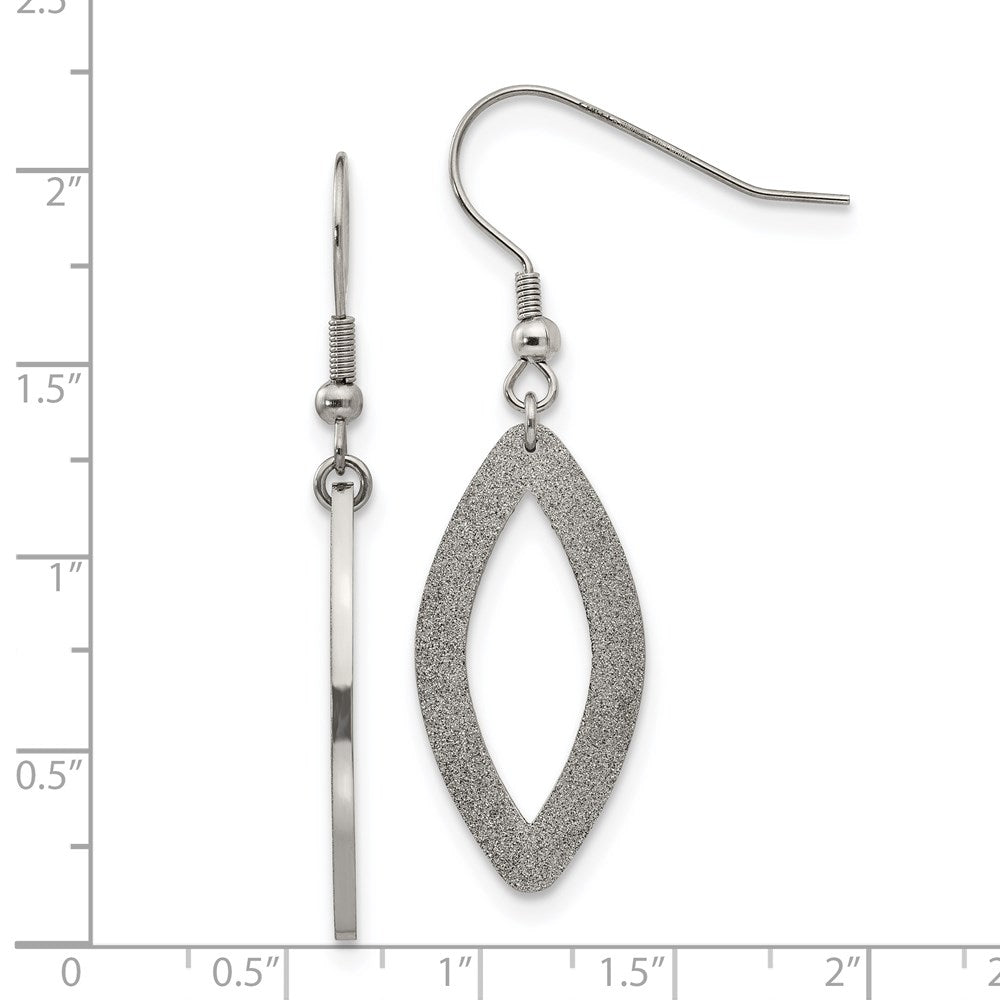 Stainless Steel Polished Laser Cut Oval Dangle Earrings