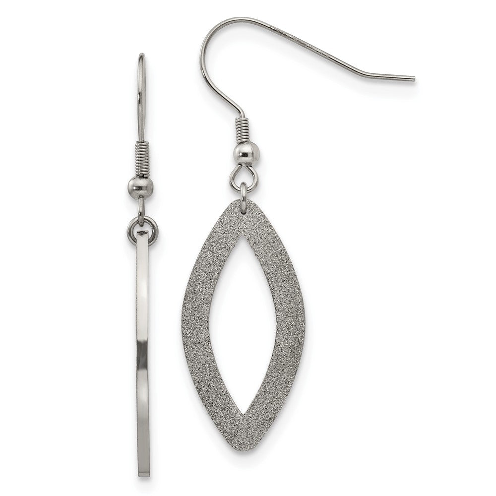 Stainless Steel Polished Laser Cut Oval Dangle Earrings