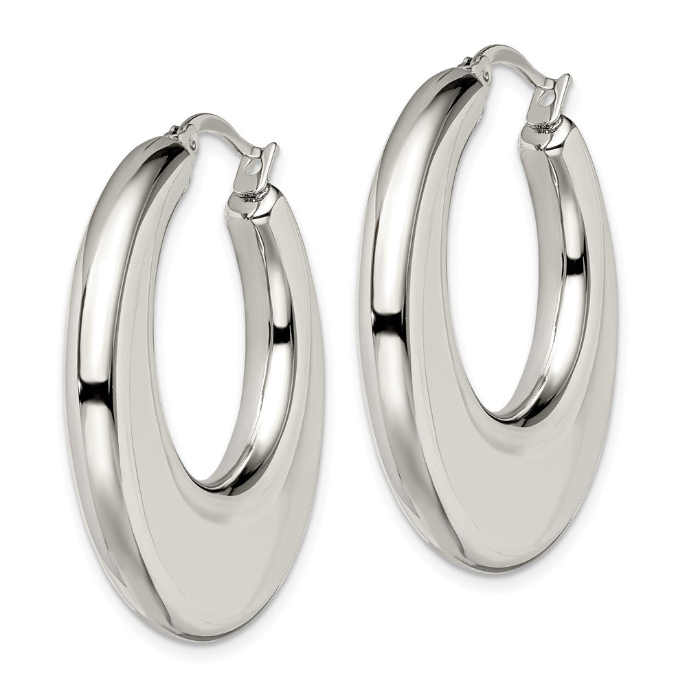 Stainless Steel Polished 35mm Diameter Hollow Hoop Earrings