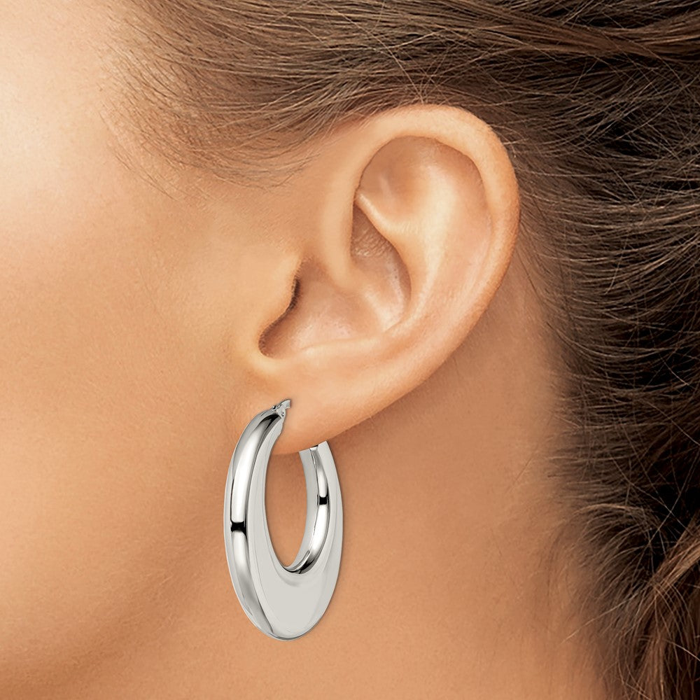 Stainless Steel Polished 35mm Diameter Hollow Hoop Earrings