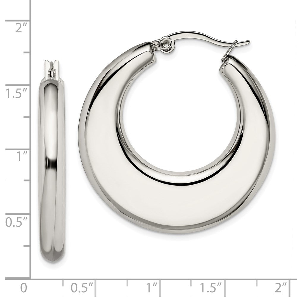 Stainless Steel Polished 35mm Diameter Hollow Hoop Earrings