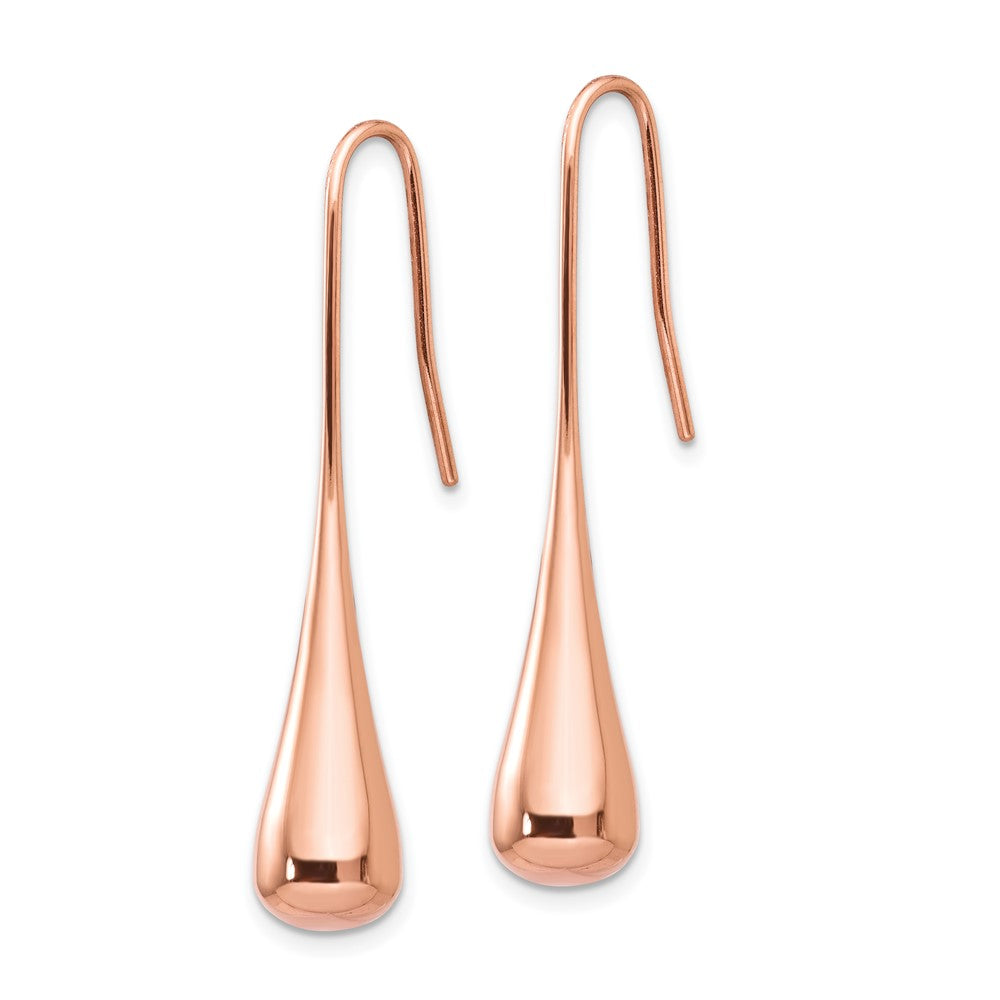 Stainless Steel Polished Rose IP-plated Shepherd Hook Earrings