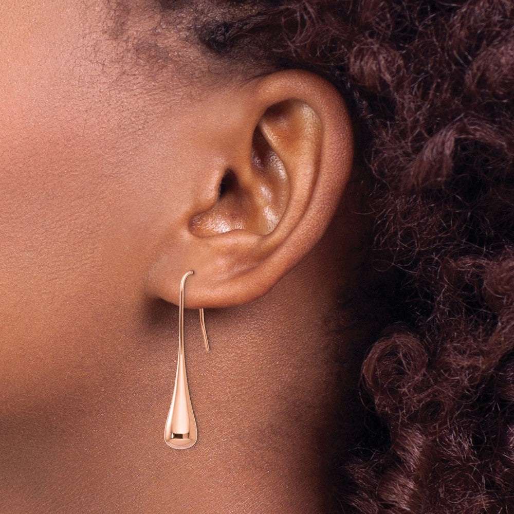Stainless Steel Polished Rose IP-plated Shepherd Hook Earrings