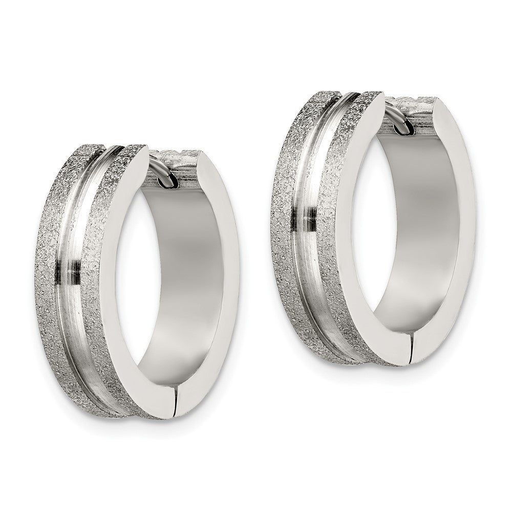 Stainless Steel Polished Laser Cut 8mm Hinged Hoop Earrings