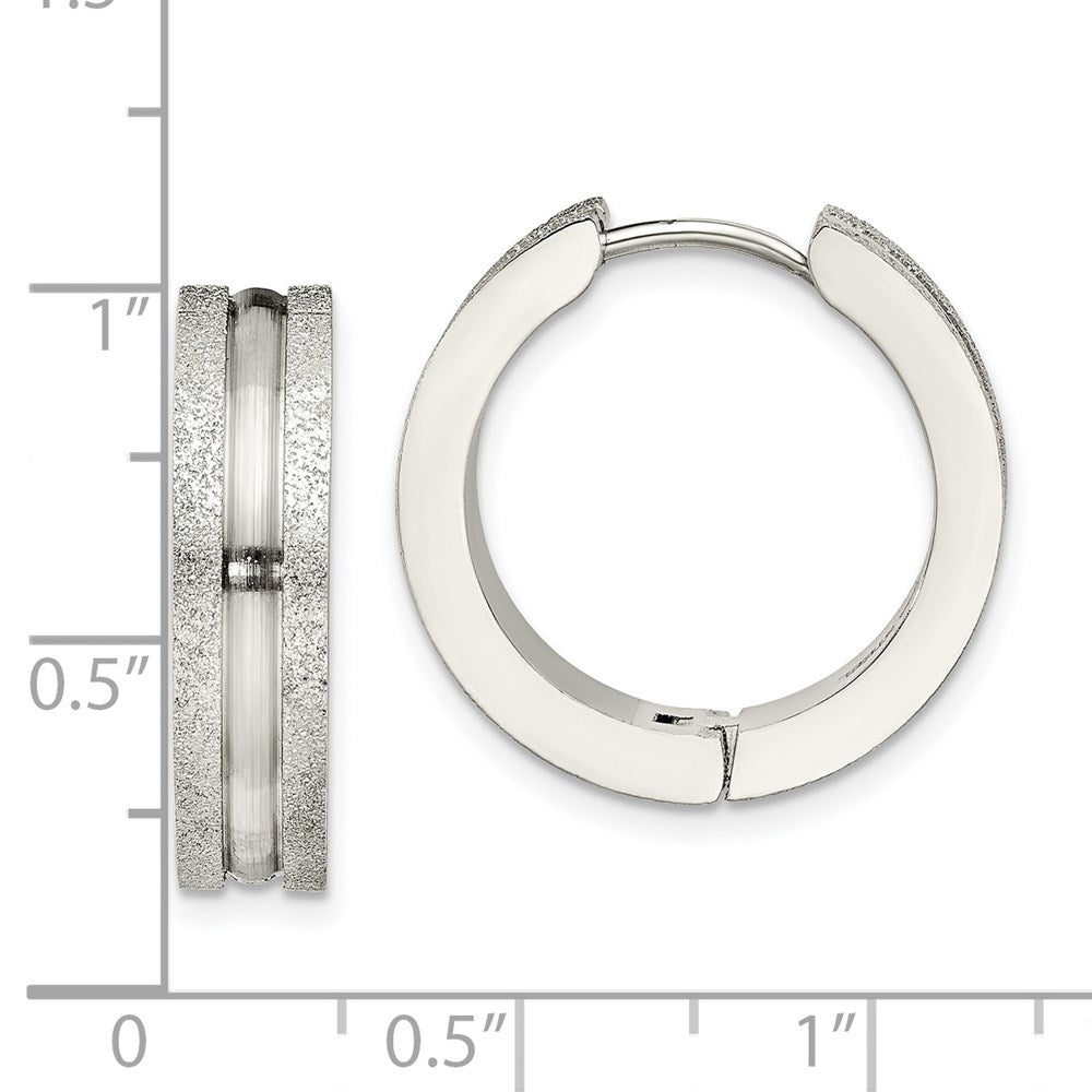 Stainless Steel Polished Laser Cut 8mm Hinged Hoop Earrings