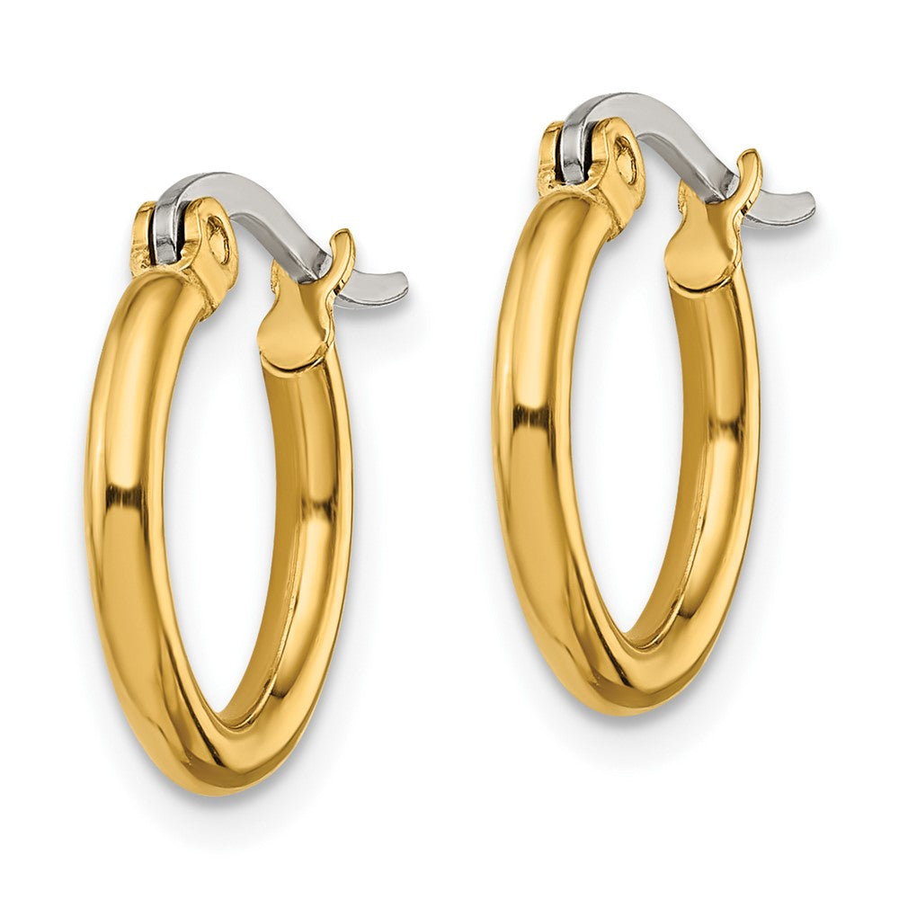Stainless Steel Polished Yellow IP-plated 15.5mm Diameter Hoop Earrings