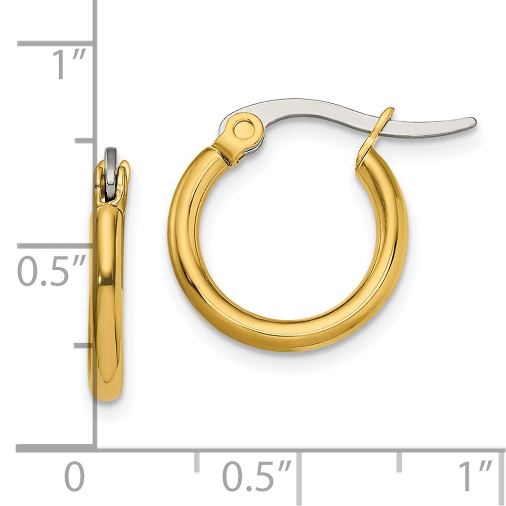 Stainless Steel Polished Yellow IP-plated 15.5mm Diameter Hoop Earrings