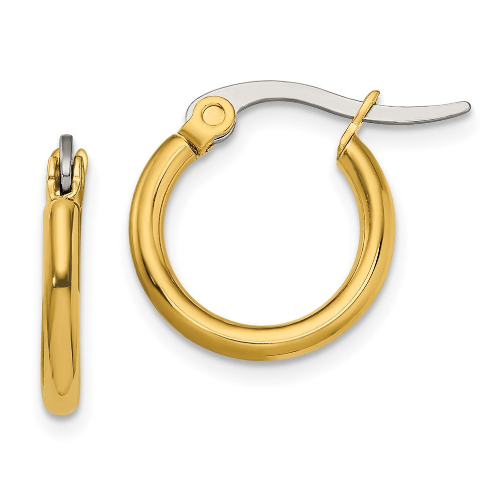 Stainless Steel Polished Yellow IP-plated 15.5mm Diameter Hoop Earrings