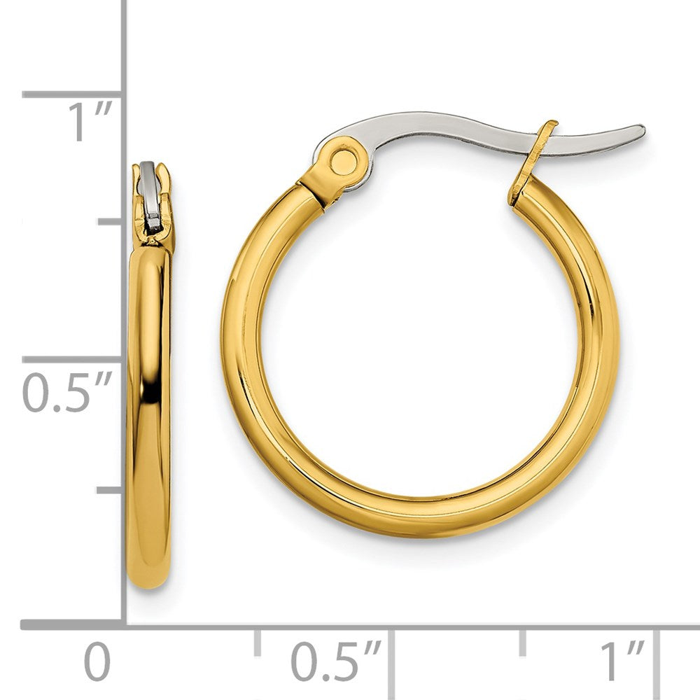 Stainless Steel Polished Yellow IP-plated 19mm Diameter Hoop Earrings