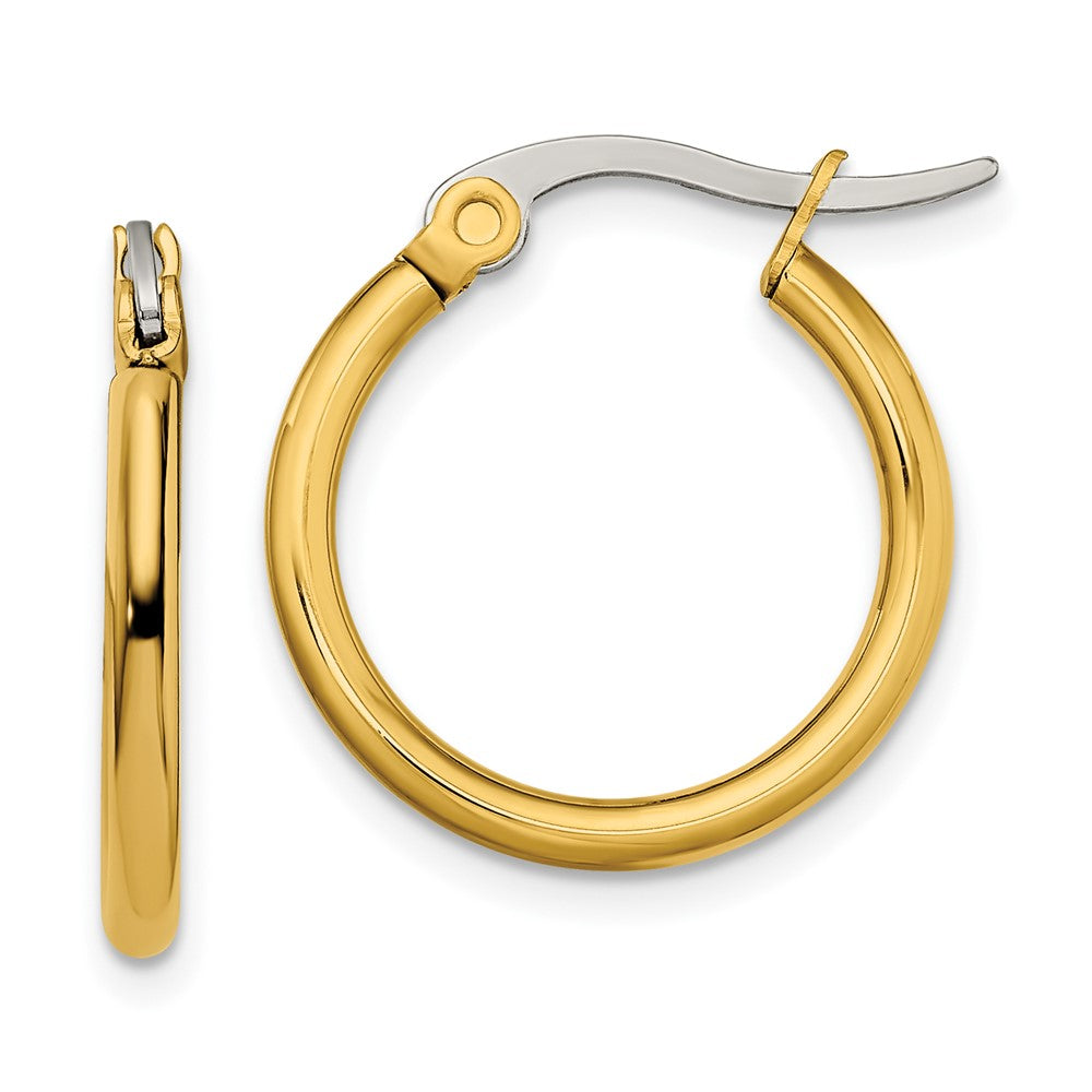 Stainless Steel Polished Yellow IP-plated 19mm Diameter Hoop Earrings