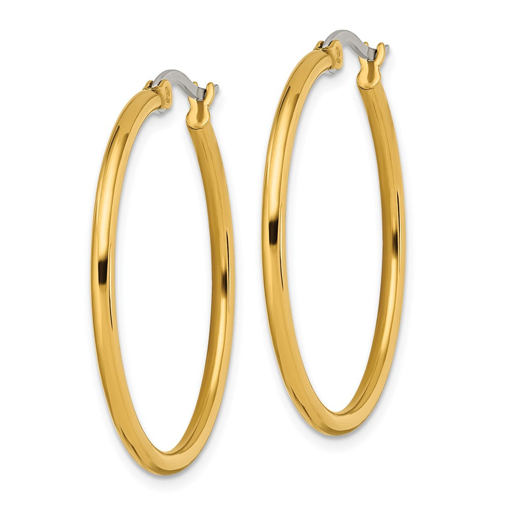Stainless Steel Polished Yellow IP-plated 32mm Diameter Hoop Earrings