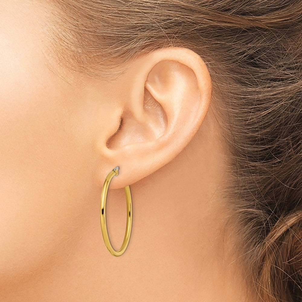 Stainless Steel Polished Yellow IP-plated 32mm Diameter Hoop Earrings