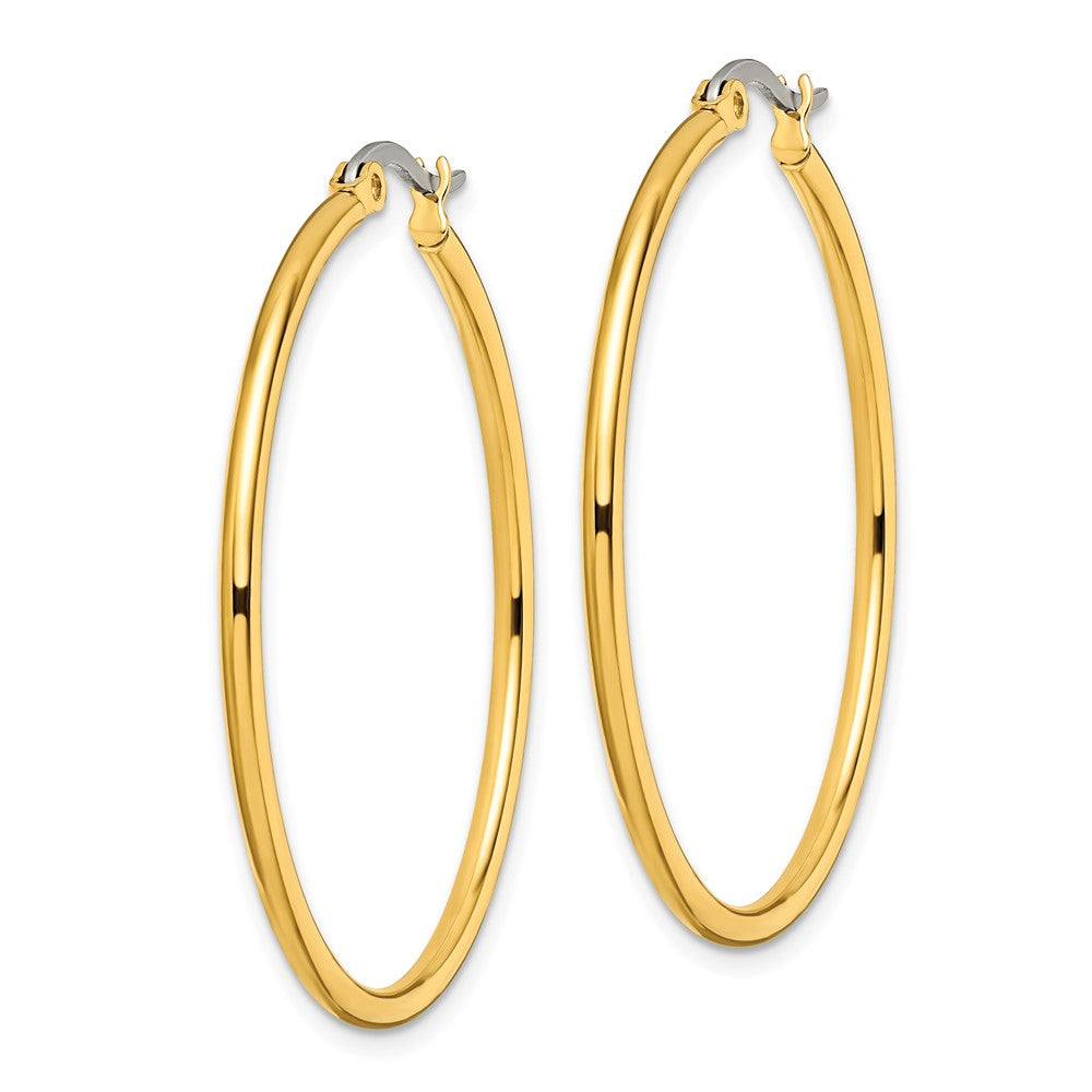Stainless Steel Polished Yellow IP-plated 40mm Diameter Hoop Earrings