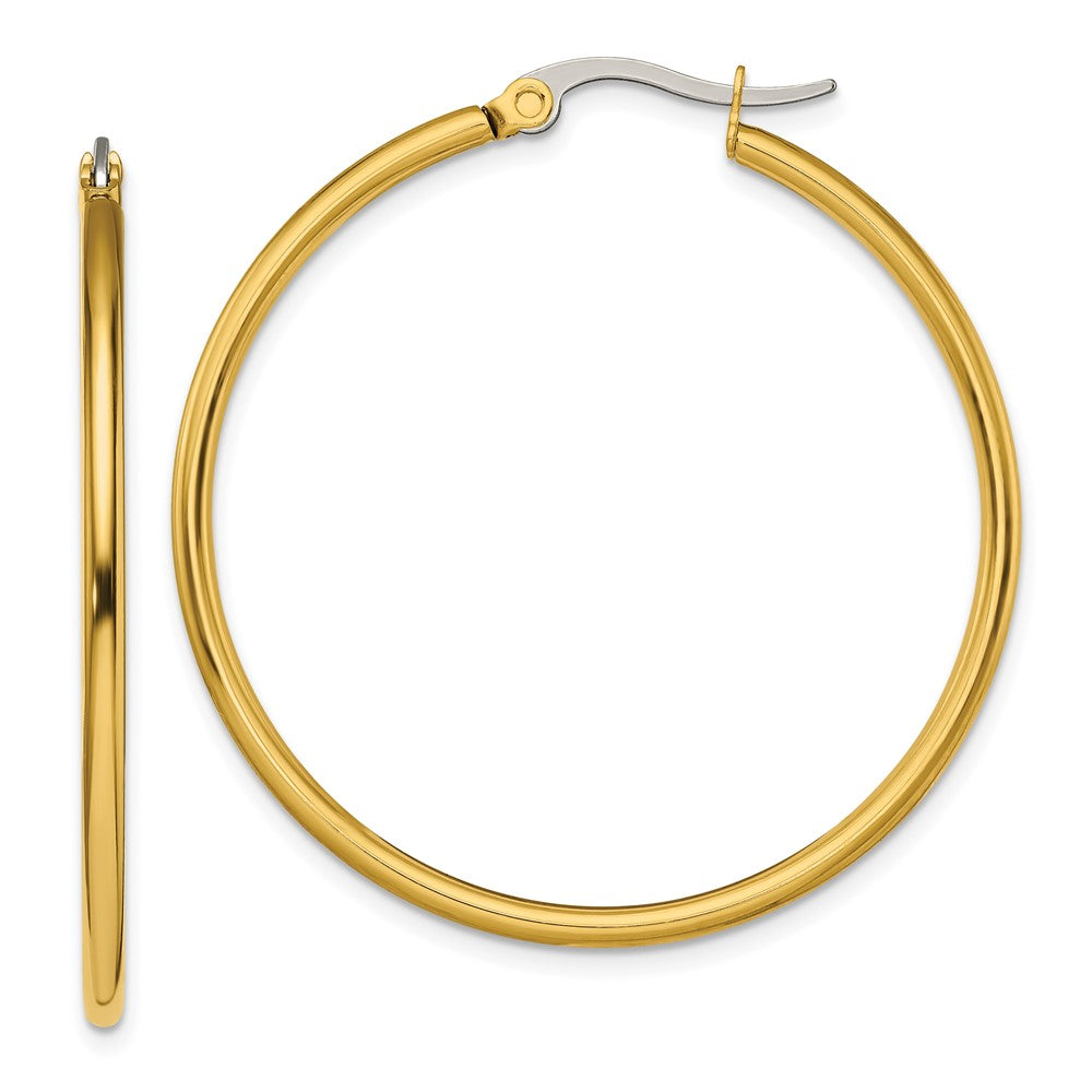 Stainless Steel Polished Yellow IP-plated 40mm Diameter Hoop Earrings