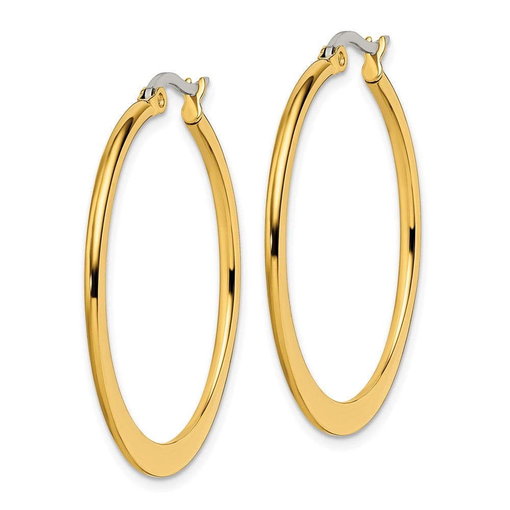 Stainless Steel Polished Yellow IP Tapered 34mm Diameter Hoop Earrings
