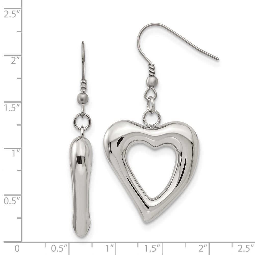 Stainless Steel Polished Hearts Dangle Earrings