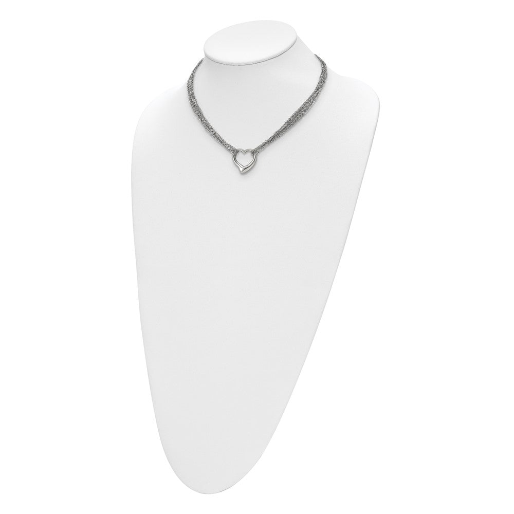 Stainless Steel Polished Multi Strand Heart Toggle 17in Necklace