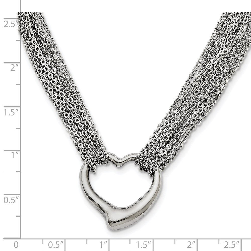 Stainless Steel Polished Multi Strand Heart Toggle 17in Necklace