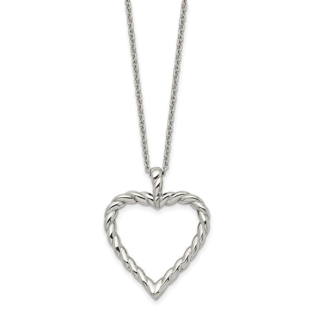 Stainless Steel Polished Twisted Heart 18in Necklace