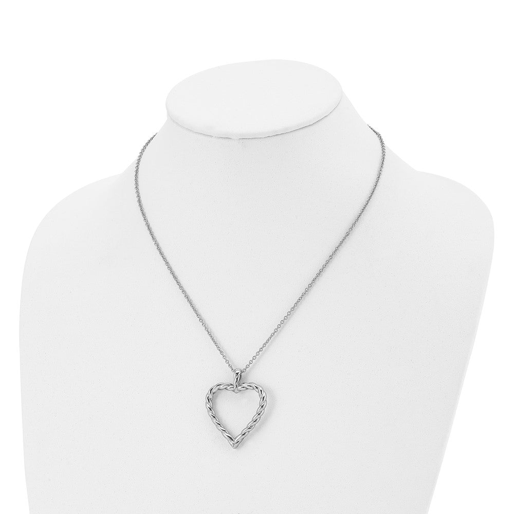 Stainless Steel Polished Twisted Heart 18in Necklace