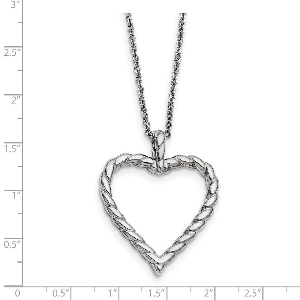 Stainless Steel Polished Twisted Heart 18in Necklace