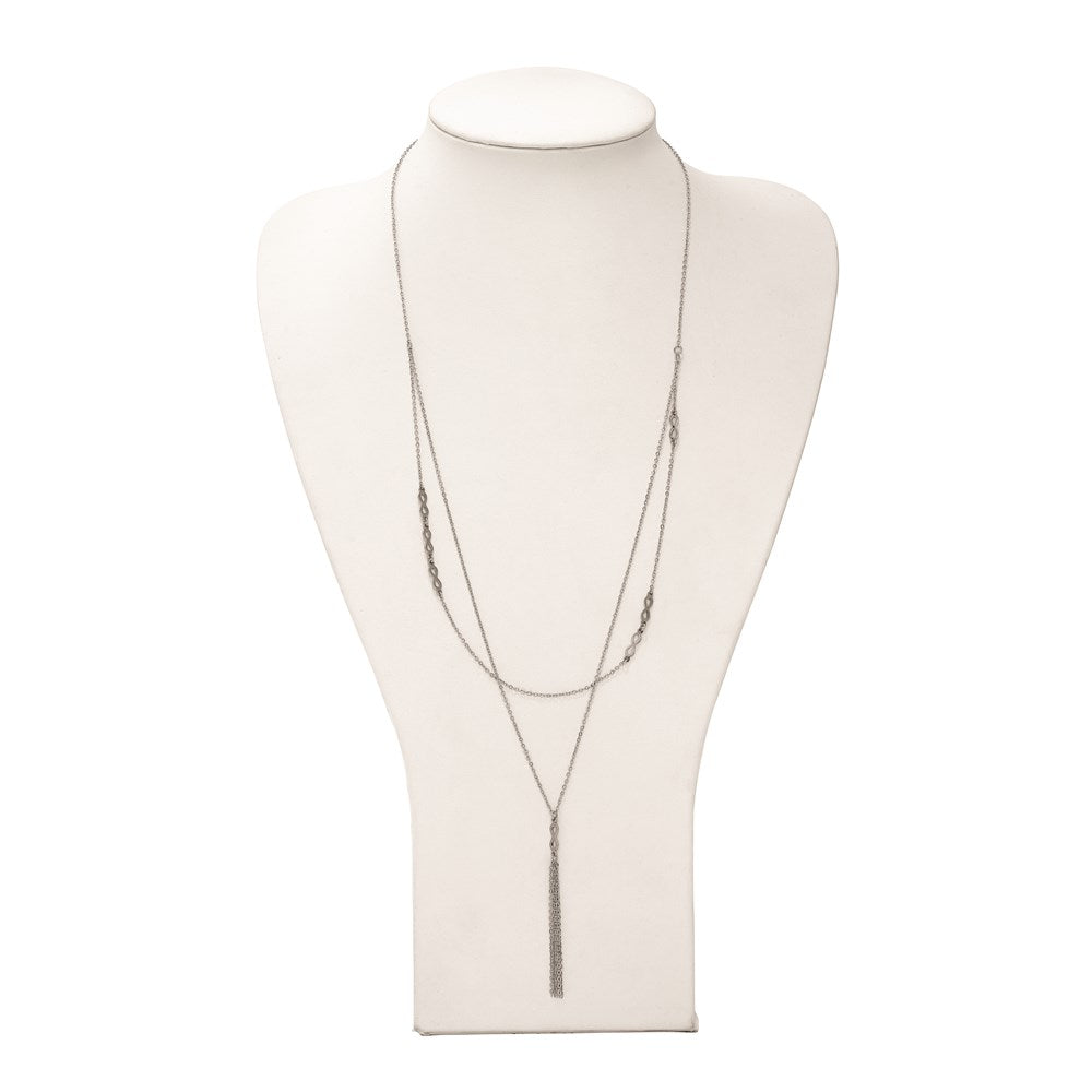 Stainless Steel Polished Infinity Multi Strand 28in w/2in ext Necklace