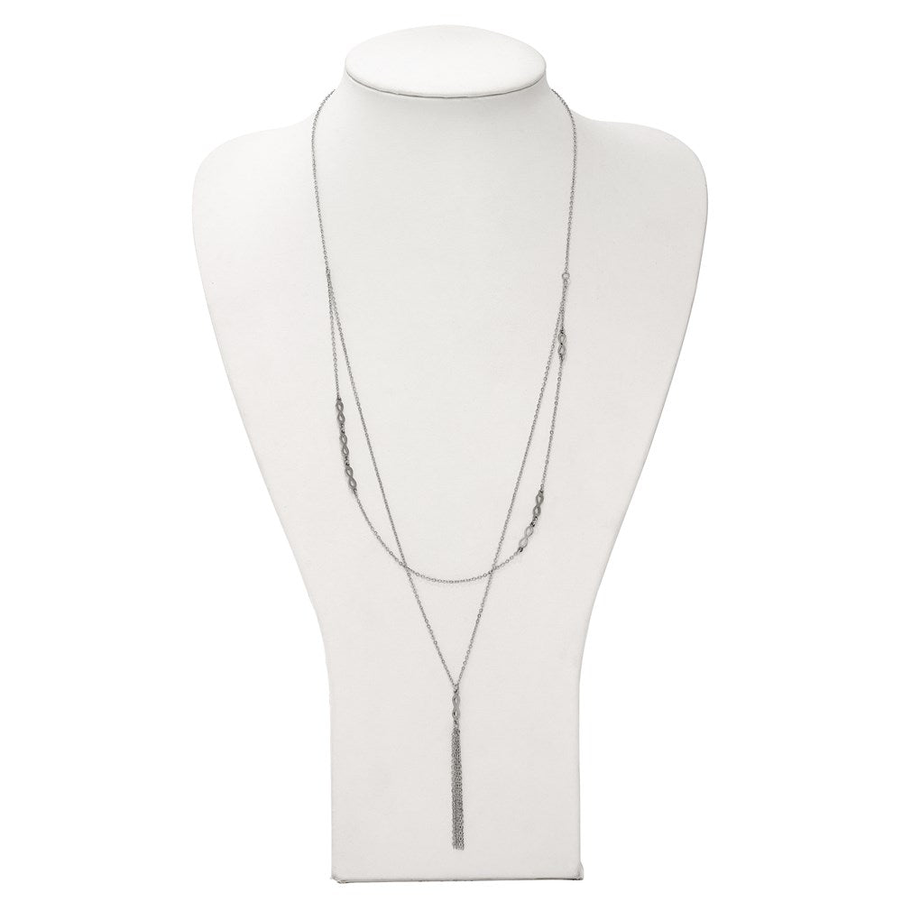Stainless Steel Polished Infinity Multi Strand 28in w/2in ext Necklace
