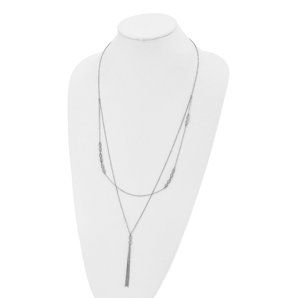 Stainless Steel Polished Infinity Multi Strand 28in w/2in ext Necklace