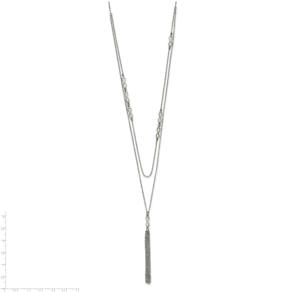 Stainless Steel Polished Infinity Multi Strand 28in w/2in ext Necklace