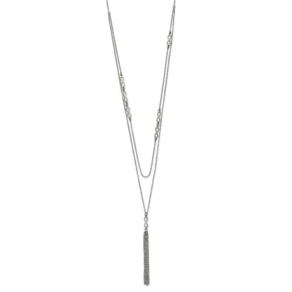 Stainless Steel Polished Infinity Multi Strand 28in w/2in ext Necklace